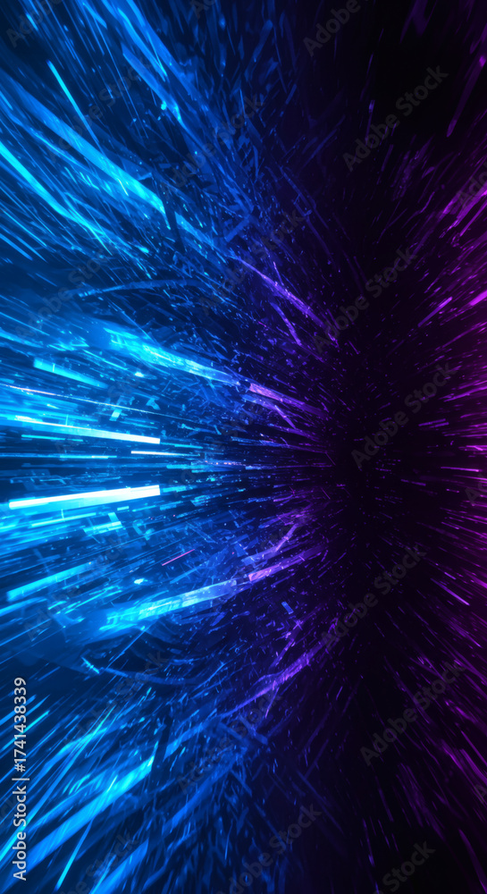 Fototapeta premium ABSTRACT SPEED BLUE LIGHTS BACKGROUND, FUTURISTIC TECHNOLOGY PATTERN
