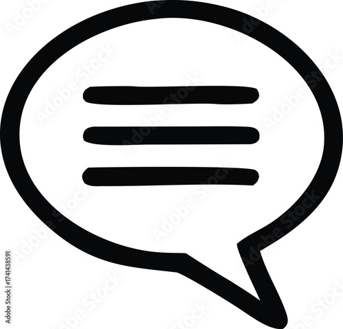 Simple black speech bubble icon with three horizontal lines representing text or menu options