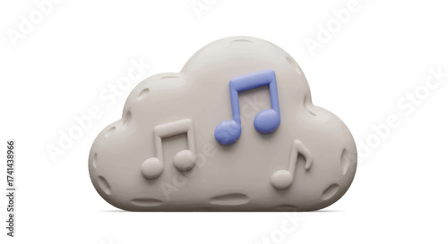 Cloud with Music Notes: A Symbol of Digital Audio and Online Music Streaming.