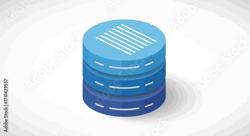 Stacked Blue Cylinders Representing Data Storage or Database.