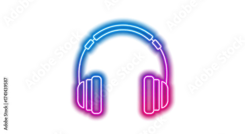 Vibrant Neon Headphones Icon with Blue Purple Pink Gradient Glow.