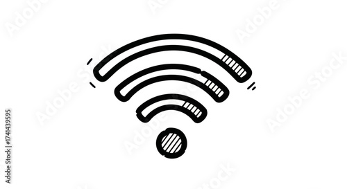 Hand-drawn Wi-Fi Signal Icon with Concentric Arcs and Dot.