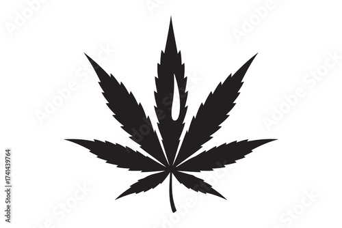Cannabis marijuana leaf simple icon for apps and websites. Vector Black silhouettes. with white background
