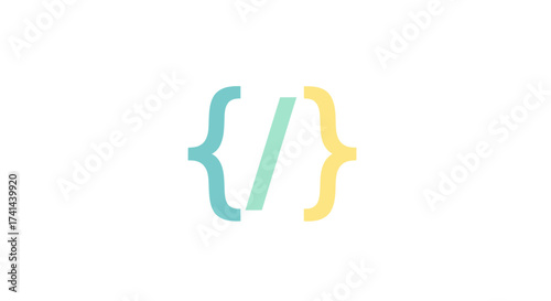 Colorful Abstract Braces and Forward Slash Symbol.