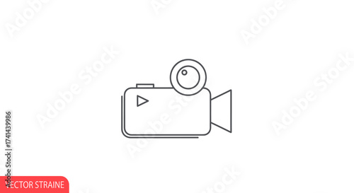 Simple Line Art Video Camera Icon for Recording and Filming.