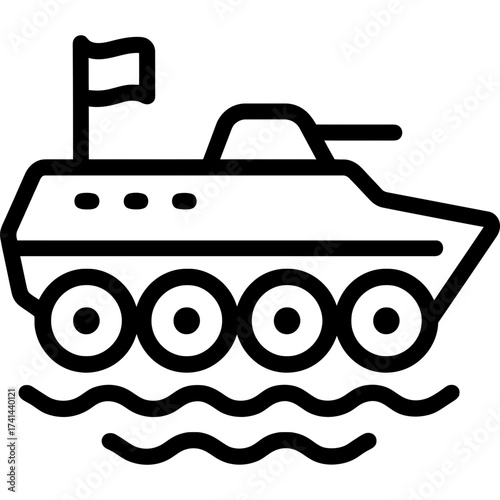 Minimalistic amphibious assault vehicle icon