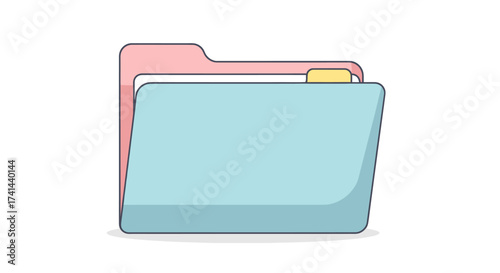 Two-tone pastel colored file folder with tab.