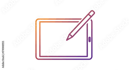 Digital Tablet and Stylus Pen Icon for Creative Design.