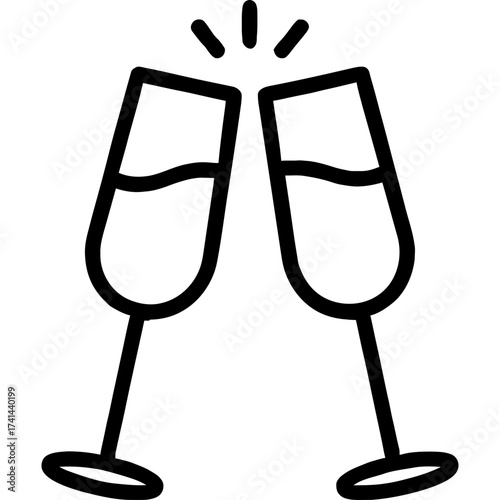 Minimalistic champagne flutes icon