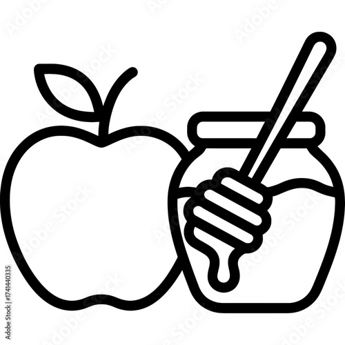 Minimalistic apple and honey icon design