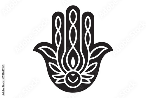 Hamsa symbol sign silhouette icon. Vector Black silhouettes. with white background