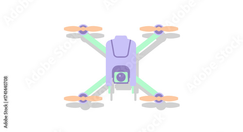 Vector Illustration of a Modern Purple and Green Drone.
