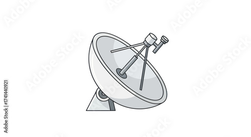 Illustration of a White Satellite Dish for Communication.