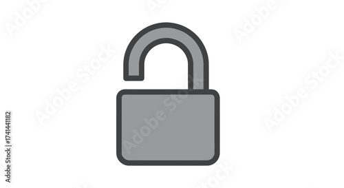 Gray Unlocked Padlock Icon Symbolizing Open Access.