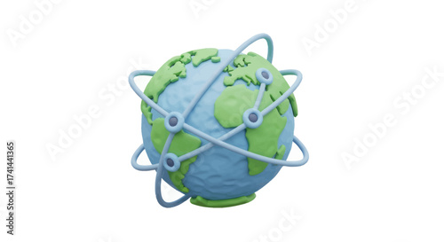 3D Rendered Earth Globe with Global Network Connections.