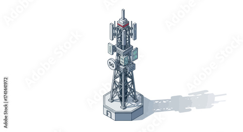 Detailed 3D Rendering of a Modern Cellular Communication Tower.