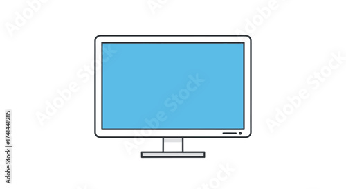 Simple Illustrated Computer Monitor with Blue Screen.