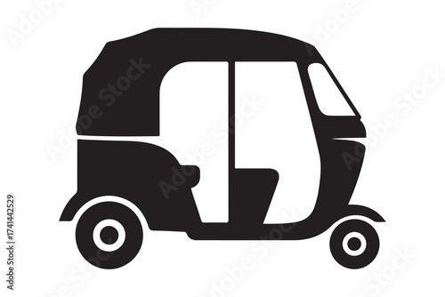 Auto rickshaw symbol sign silhouette icon. Vector Black silhouettes. with white background