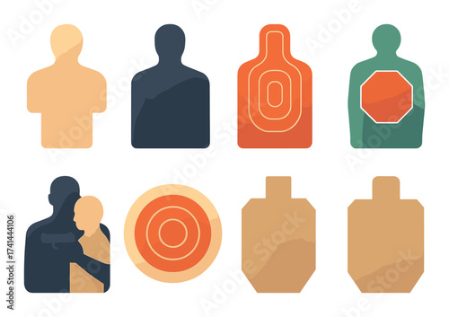 Silhouette target variations for shooting practice and training