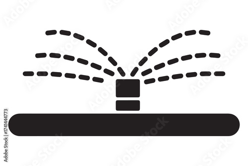 Garden automatic sprinkler sign simple icon. Vector Black silhouettes. with white background