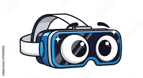 Cartoon Virtual Reality Headset with Googly Eyes.