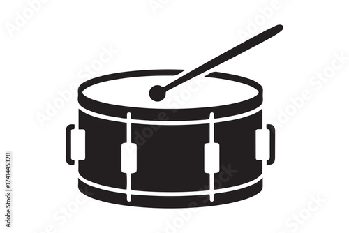 Snare drum simple icon. Vector Black silhouettes. with white background