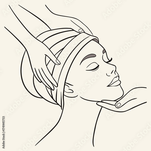Illustration of a woman receiving a facial massage