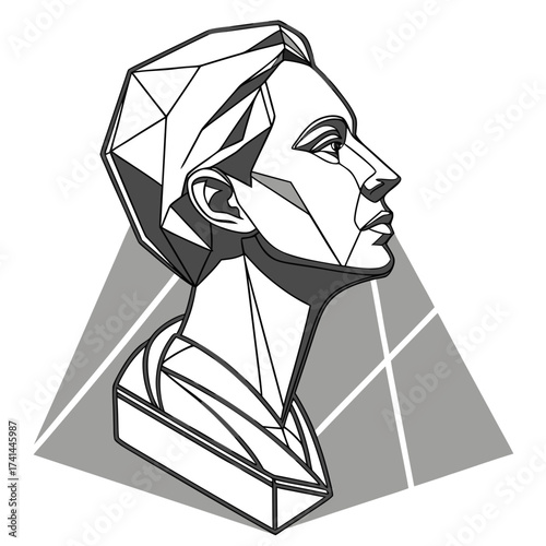 Geometric bust in a modern line art style