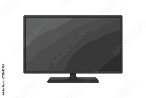 Modern flat screen TV with blank LCD LED display, isolated on transparent background. Stylish vector illustration of sleek television set for home entertainment and electronics design.