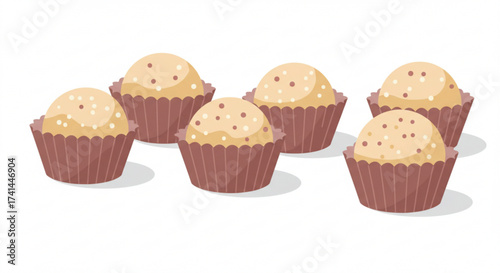 Delicious beijinho candies in chocolate cups arranged on white background  