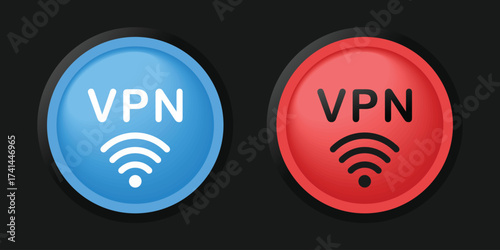 Vpn activation click button. Illustration vector