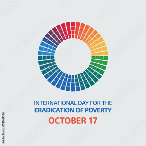 Vector art of international day for the eradication of poverty on october 17, represented by a colorful circular graphic and text, symbolizing diversity and hope