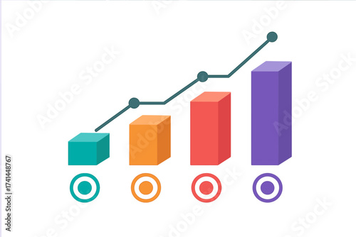 Business data chart. Abstract elements of graph, diagram with 4 steps, strategy, options, parts or processes. Vector business template for presentation. Creative infographic.