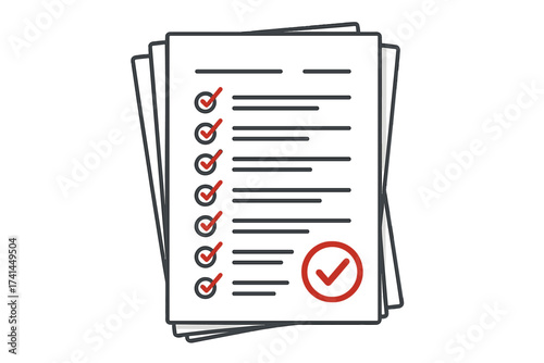 Exam form or survey paper sheets pile. Answered quiz checklist and success result assessment. Idea of education test, questionnaire, document vector illustration for evaluation.