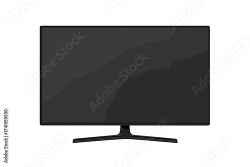 Modern flat screen TV with blank LCD LED display, sleek black television on transparent background, stylish electronic device vector illustration, isolated tech gadget