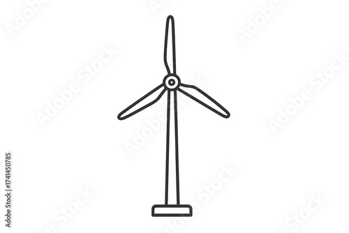 Wind Energy Turbine Icon Outline Style, Renewable Energy Symbol, Ecology and Sustainability Illustration, Windmill Vector, Clean Power Design, Isolated White Background