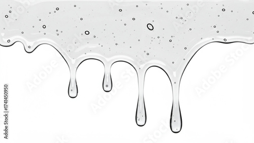 Transparent gel with air bubbles dripping on white background. Useful for beauty, skincare, medical, and hygiene branding, packaging, website, and bro