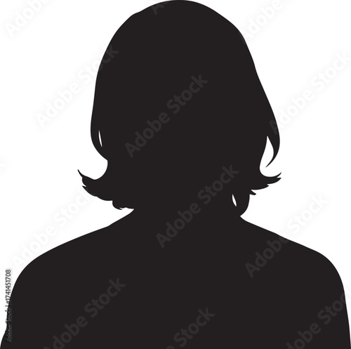 Black silhouette profile of a person with medium-length wavy hair on a white background head shoulders
