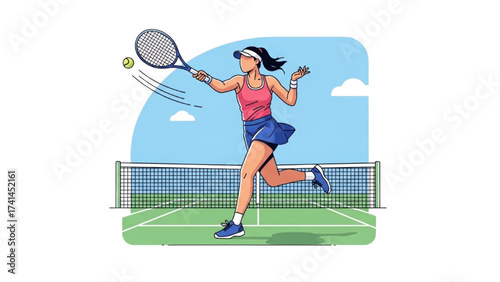 Athletic Woman Padel Player Holding Racket in Active Motion – Vector Illustration AI EPS PNG