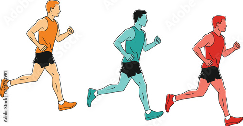 Running silhouette illustration, athlete jogging vector, colorful runner motion graphic, fitness training artwork, sports exercise design, marathon competition concept, active lifestyle icon