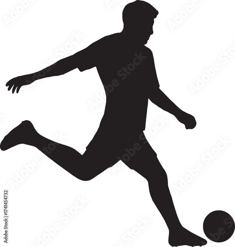 Soccer Player Kicking Ball Silhouette Icon Isolated Vector Black Sport