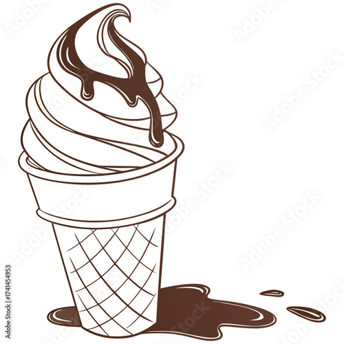 Creamy vanilla soft serve swirled high in a clear cup, on a white backdrop.
