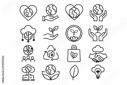 Eco-Friendly Icons Save the Planet, Nature, Sustainability vector
