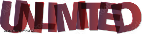 Unlimited text illustration with layered effect and vibrant color scheme