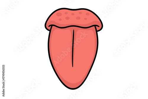 Human tongue vector icon in cartoon style isolated on white background. Sense of taste organ symbol. Body part for medical anatomy. Lick, mouth, oral, food and health concept.