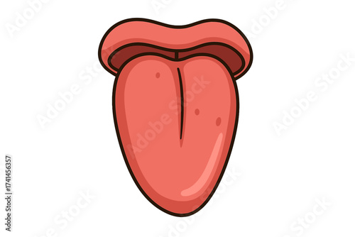 Human tongue vector icon for medical anatomy. Body organ illustration for mouth, taste, sense, and oral health care concepts. Simple cartoon flat design clipart symbol isolated.
