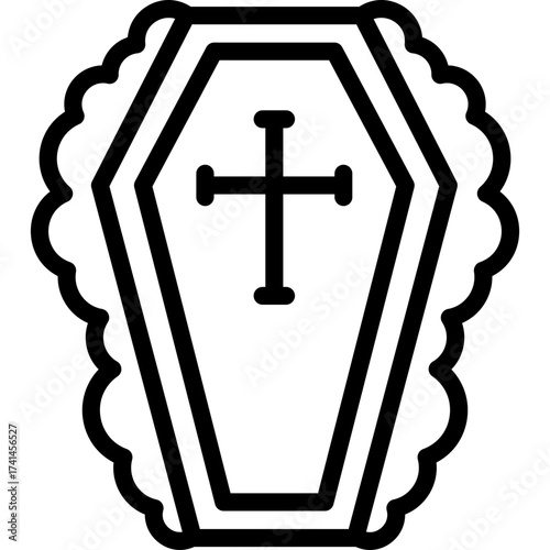 coffin icon illustration design with outline