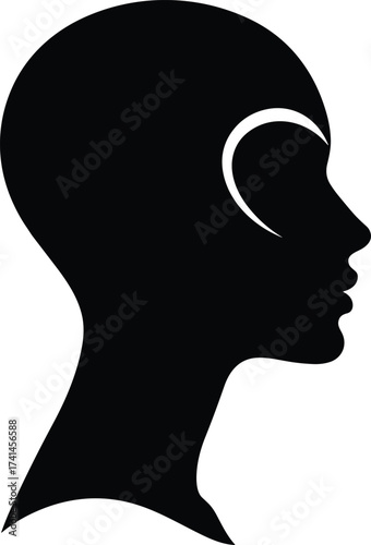 Silhouette of human head with fetus inside, symbolic illustration, pregnancy concept, maternal connection, prenatal development, motherhood art, life beginning