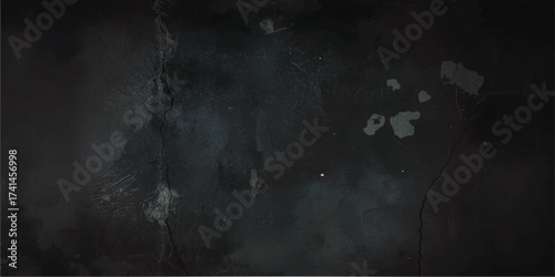 Abstract black grunge wall. Abstract horror background featuring a man in the dark room surrounded by black smoke and a haunting blue light on Halloween night.