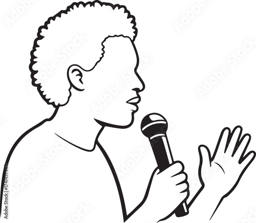 Speaker Hand Holding Microphone Speech Presentation Illustration